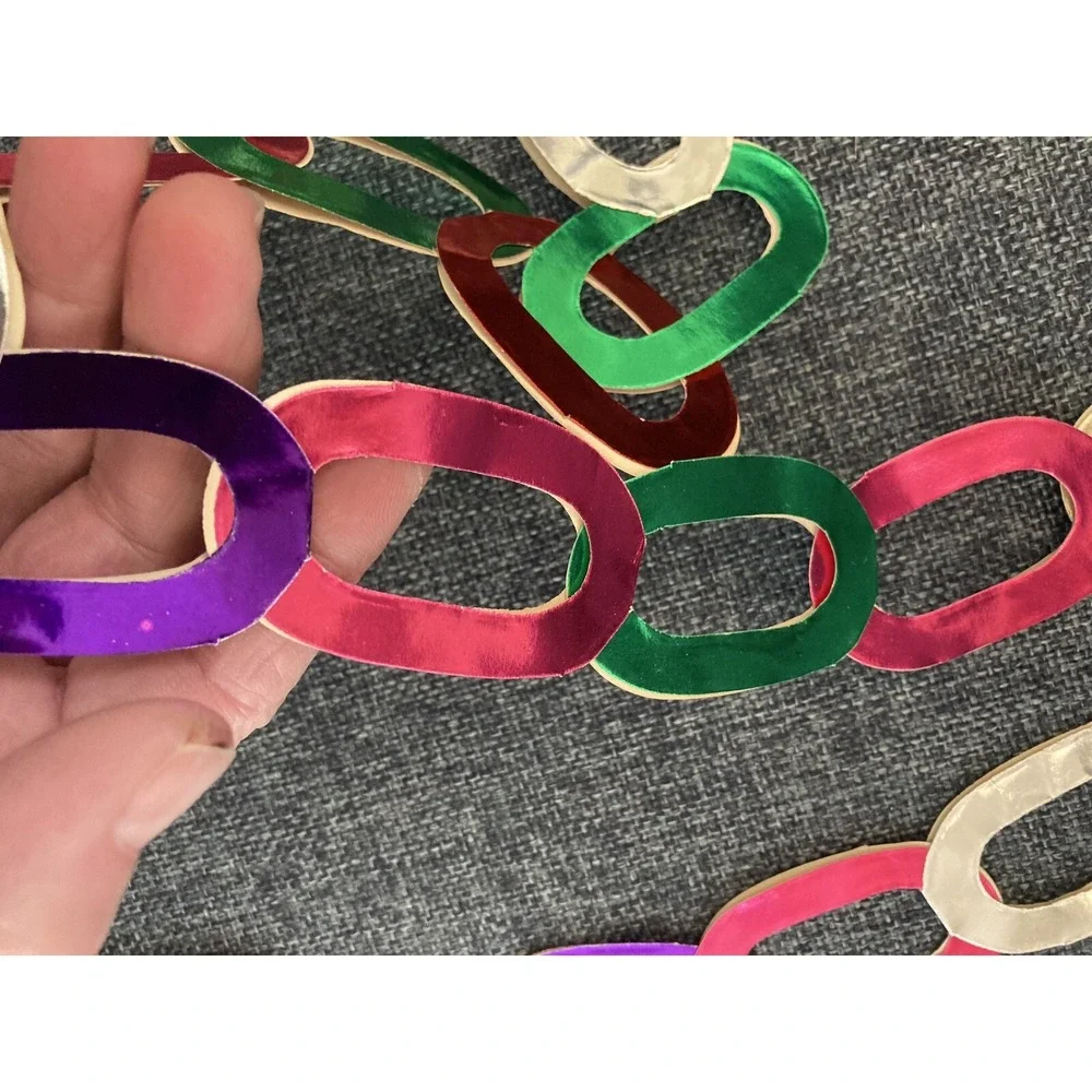 Vintage Christmas decor colored foil paper chain garland Japan or Germany 160